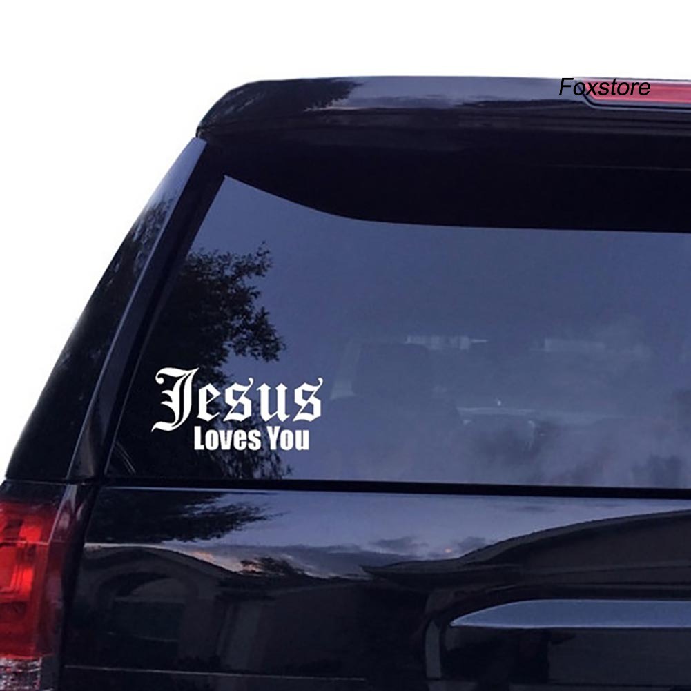 Đề can dán trang trí xe ô tô hình chữ Jesus Love You