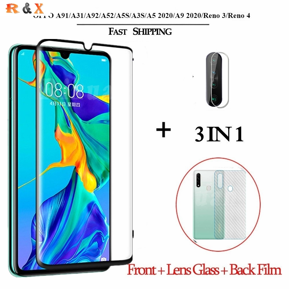 Kính Cường Lực Bảo Vệ Camera 3 Trong 1 Cho Oppo F17 Pro A53 A91 A92 A52 A12 A31A5 A9 2020 A5S A12 A3S Reno 4 / 3 / 2f Find X2 Pro