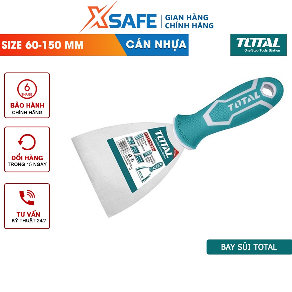Bay sủi sơn TOTAL Xẻng trát sủi hồ quy cách 60-150mm, cán thép không gỉ, chịu nhiệt tốt, tay cầm nhựa cầm nắm chắc tay