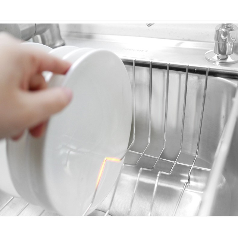 Rổ Đựng Hoa Quả - Khay Úp Chén Bát Đặt Bồn Rửa Chén Inox 304 Co Dãn