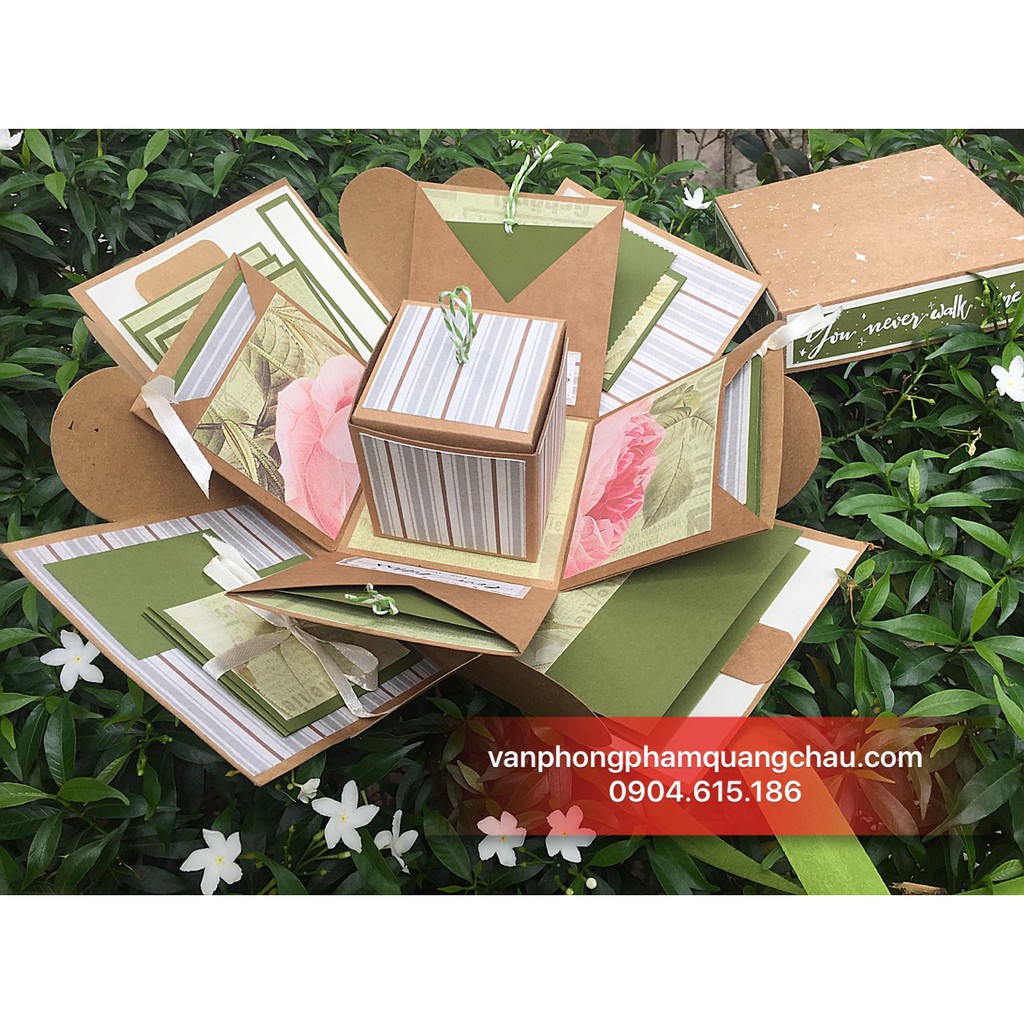 Love box - Scrapbook, album dán ảnh kiểu hộp 02 lớp (kích thước: 11cm x 11cm)