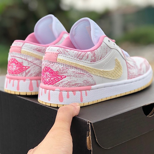 Giày thể thao sneakers Nữ JD1 low paint drip,Jordan cổ thấp, Low 1 họa tiết cá tính nữ hàng hót 2022