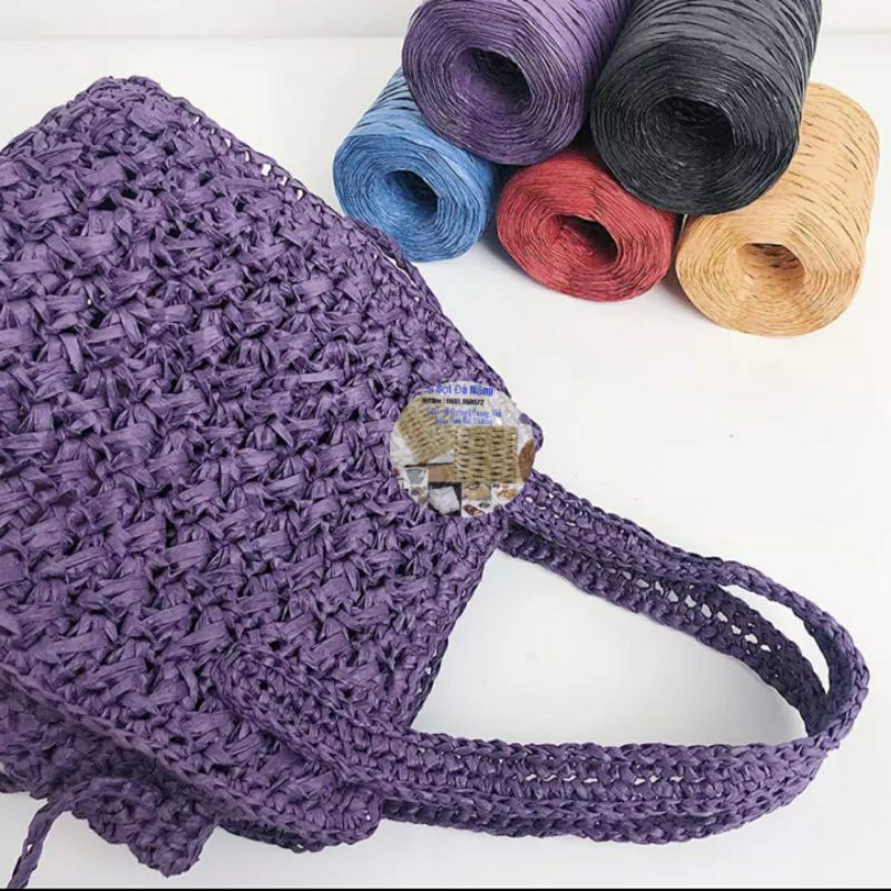 Cuộn Sợi cọ Raffia móc túi xách , mũ đi biển