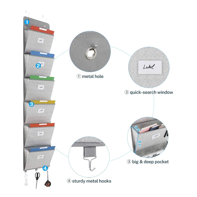 Khay Đựng Tài Liệu / Tạp Chí 6 Ngăn Gắn Tường Tiện Dụng