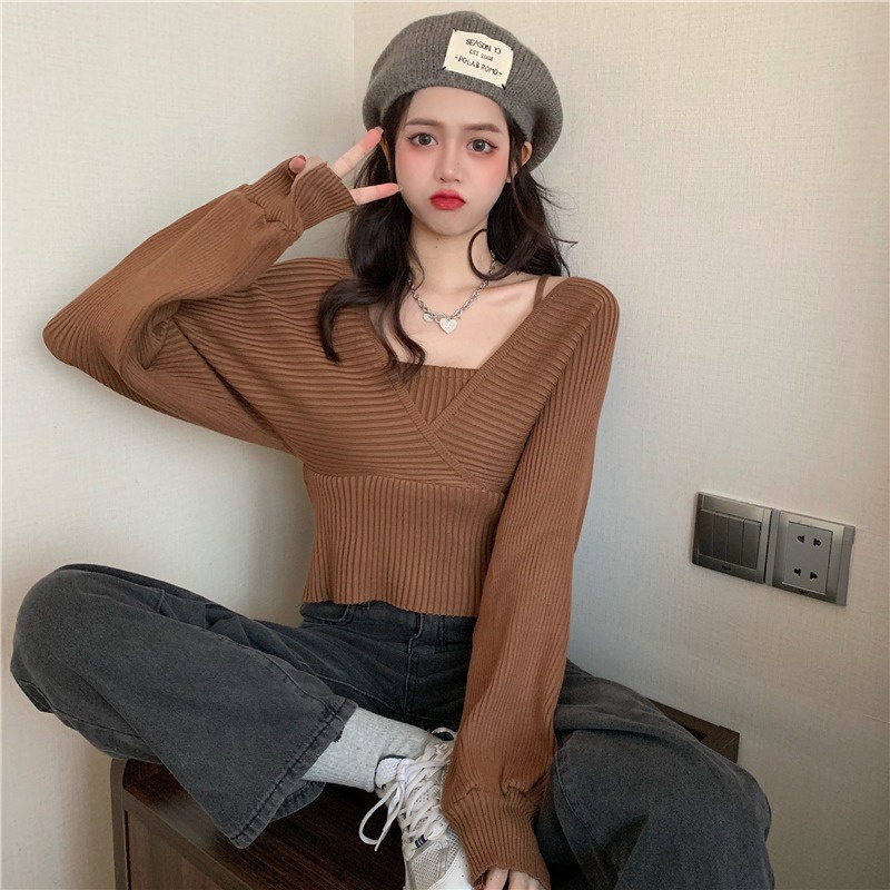 Hàng sẵn - Áo len dài tay kiểu mới, áo len tăm nữ