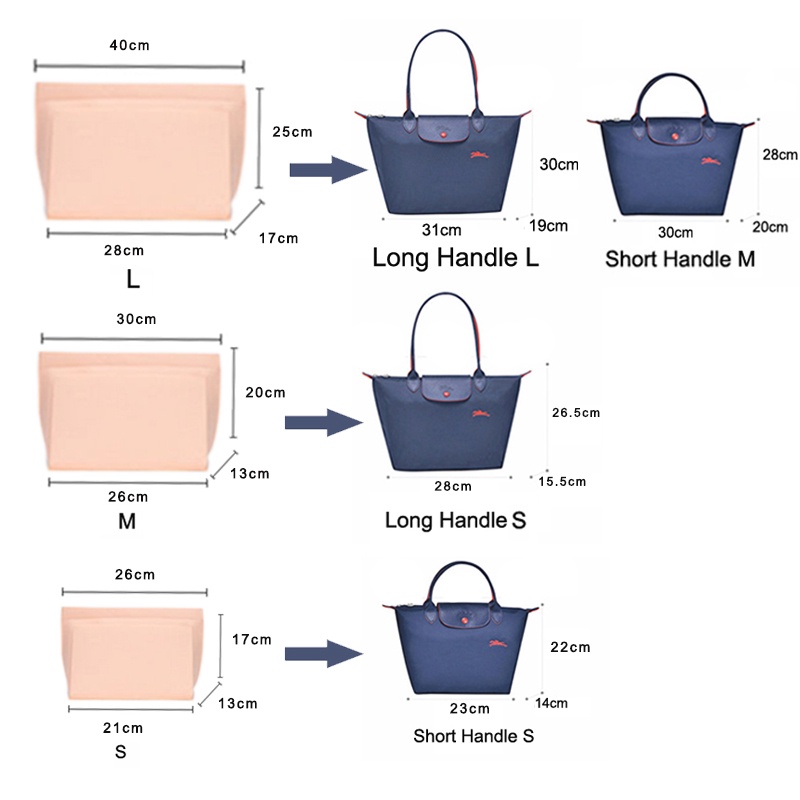 Túi nỉ đựng mỹ phẩm ONUOBAO LONGCHAMP có tay cầm dài tiện dụng