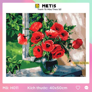 Tranh Số Hoá tô màu theo số Tĩnh Vật Lọ Hoa Đã Căng Khung Sẵn