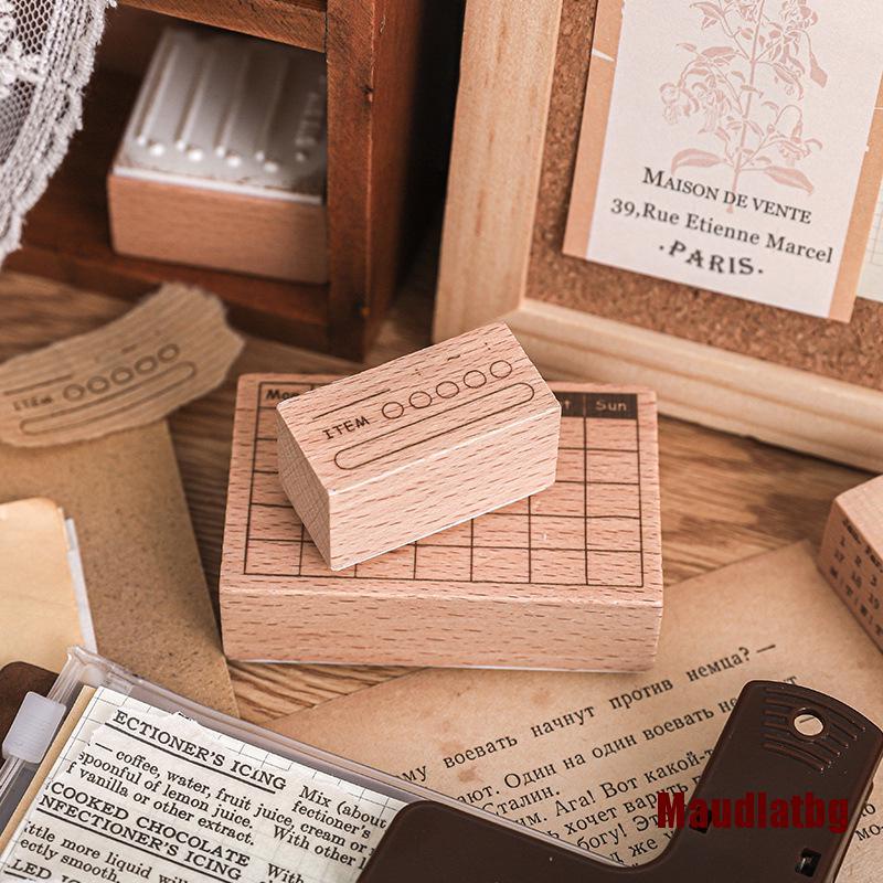 MABG Vintage Stopwatch Menu Time Plan Stamp DIY Wooden Rubber Stamps For Scrapbo