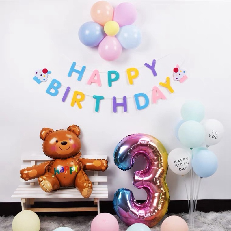 Dây Cờ Treo In Chữ Happy Birthday Màu Sắc Ngọt Ngào Dùng Làm Đạo Cụ Chụp