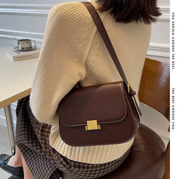 Túi kẹp nách, đeo chéo da trơn nữ khóa vuông lạ mắt 2022 AL29