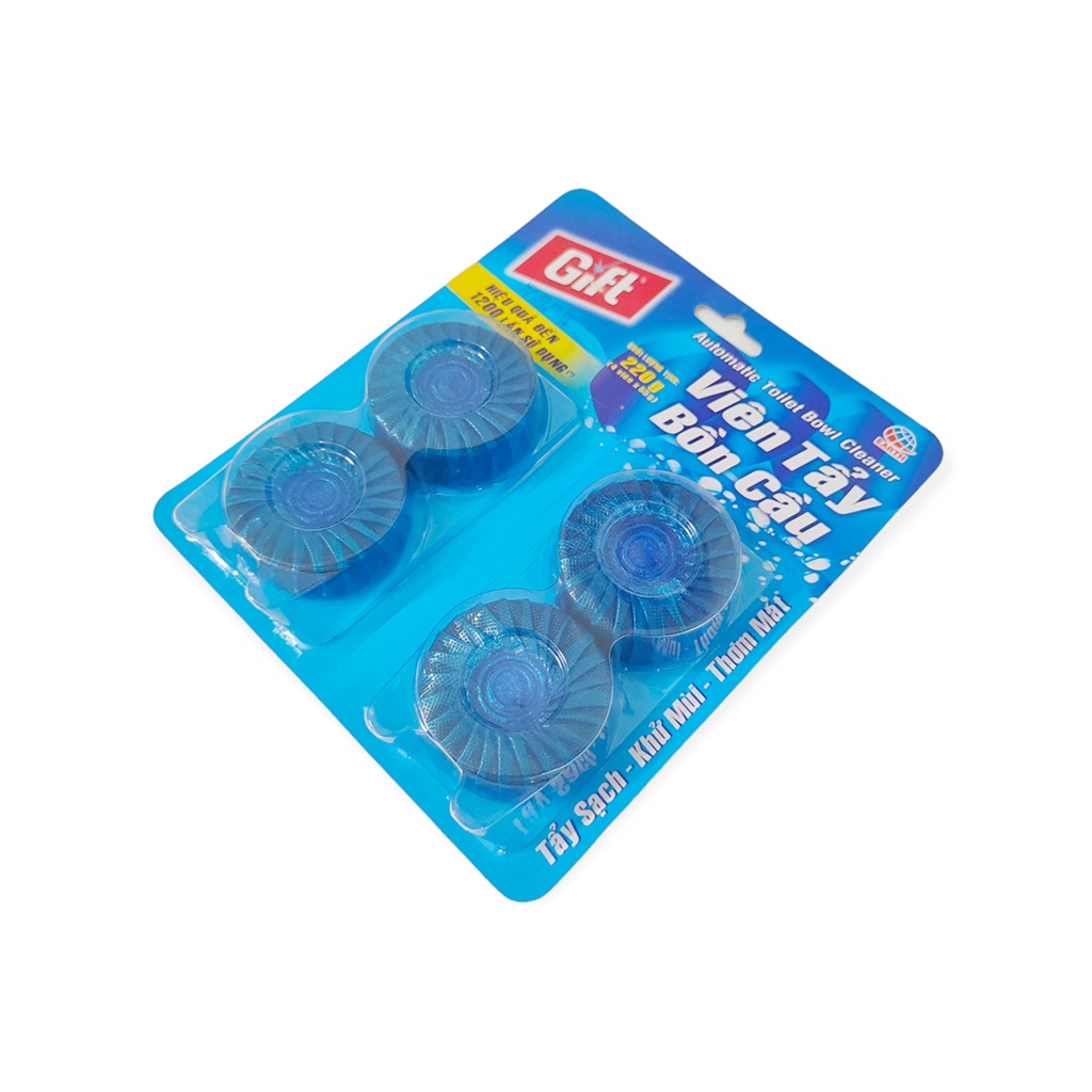 Viên Tẩy Bồn Cầu Gift Làm Sạch Nhanh Khử Mùi Hôi Vỉ 4 Viên 220g