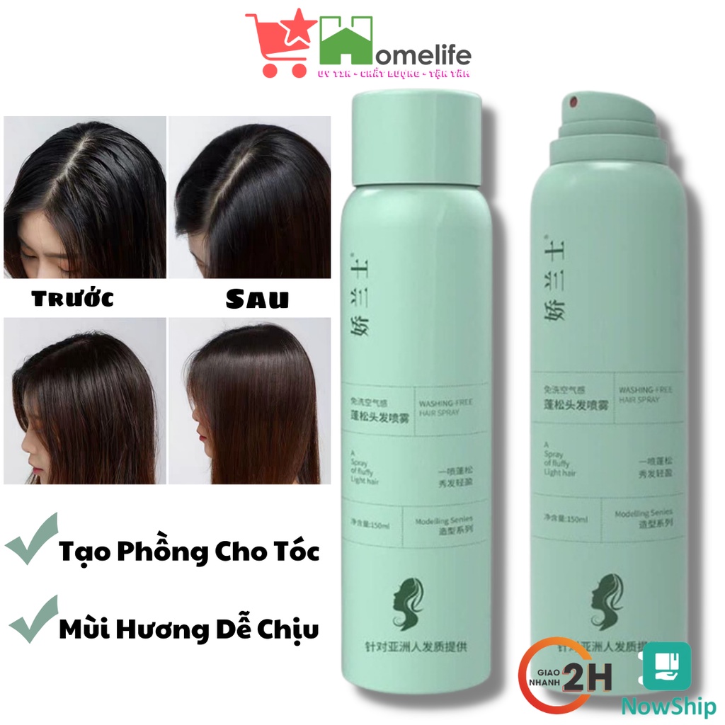Chai Xịt Khô Tóc Dạng Xịt Gội Đầu Khô Không Cần Nước Dùng Cho Nam Và Nữ Không Bết Tóc