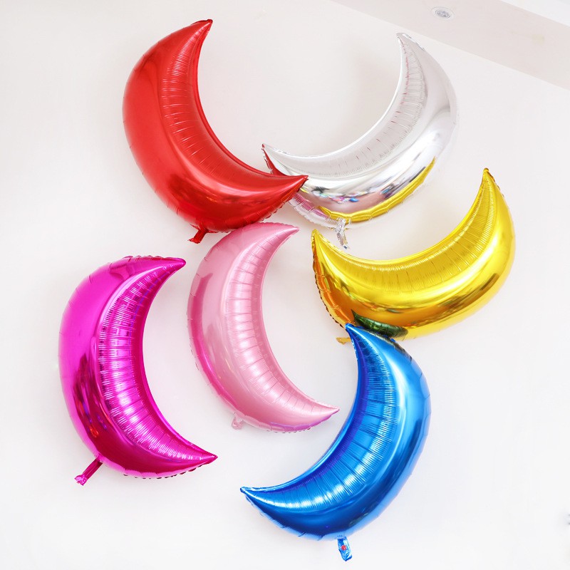Bóng bay hình mặt trăng size to 70cm ( xanh/ bạc/ vàng/ hồng)