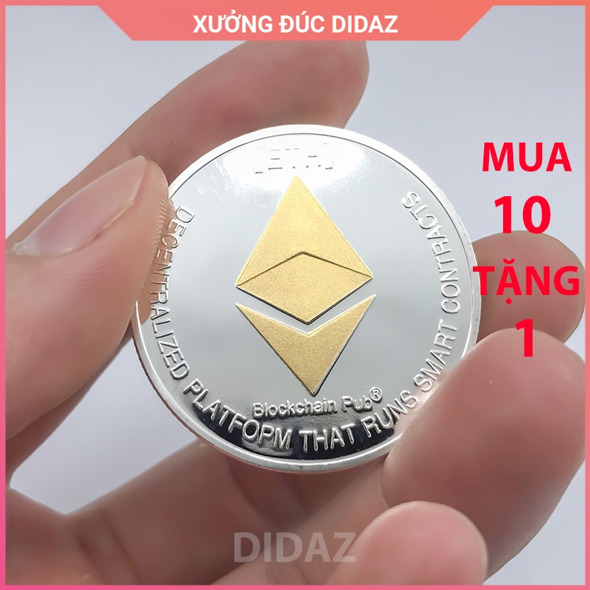 Đồng Xu Ethereum - Ether - ETH phiên bản giới hạn , Bitcoin mạ vàng, bạc 24k đồ lưu niệm,trang trí,sưu tầm,ETH02