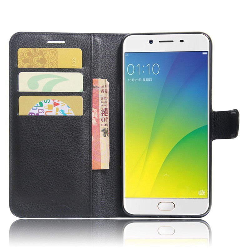 Bao da điện thoại có đế đỡ gấp và ngăn để thẻ cho Opoo A77 F3 | BigBuy360 - bigbuy360.vn
