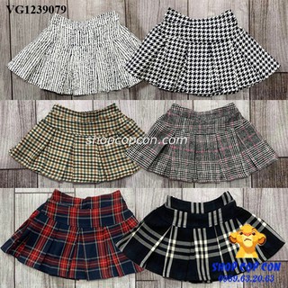 Chân váy caro xếp ly có quần bên trong cho bé gái từ 20-32kg