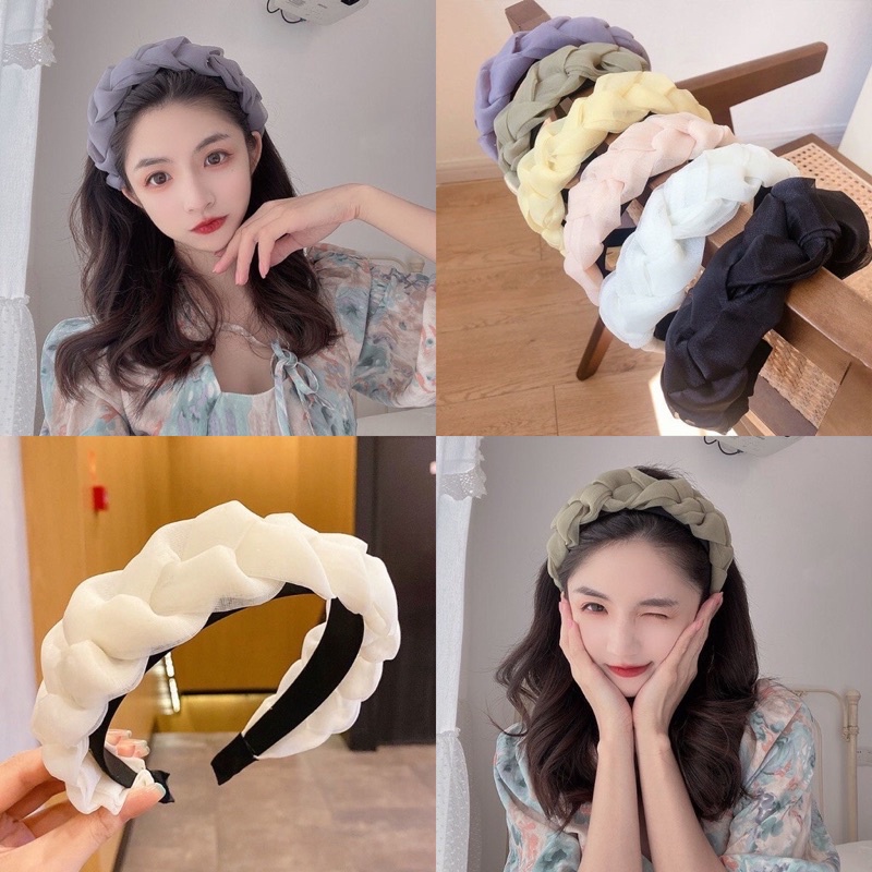 Cài tóc băng đô thắt bím vải pastel cực xinh siêu hot CA43