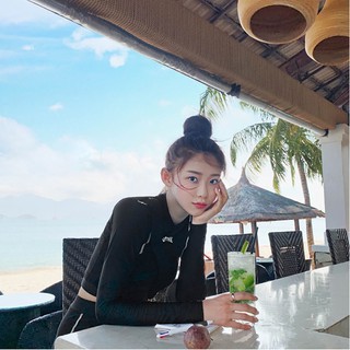 Đồ bơi croptop cạp cao tay dài