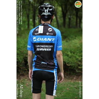 Nam, nữ-bộ quần áo đạp xe ngắn tay Giant xanh S, M