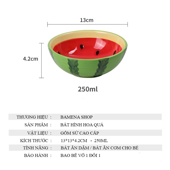 Bát Ăn Dặm,Bát Gốm Sứ Hình Hoa Quả Bamena AD02