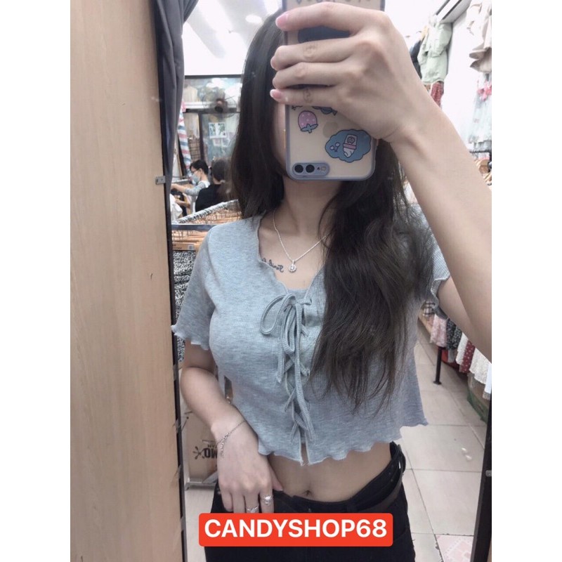 Áo croptop đan dây siêu sexy (ảnh thật 100%)