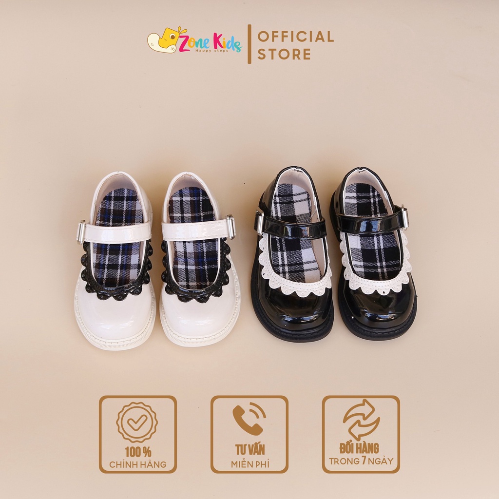 Giày da bóng phối viền họa tiết cho bé gái Zonekids - B17