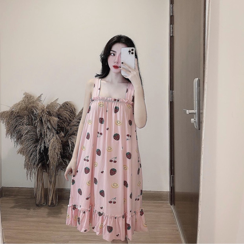 Váy Ngủ 2 Dây Họa Tiết Xinh Xắn Chất Mát Siêu Hót _ Váy Ngủ Đẹp hot tren 2021 | BigBuy360 - bigbuy360.vn