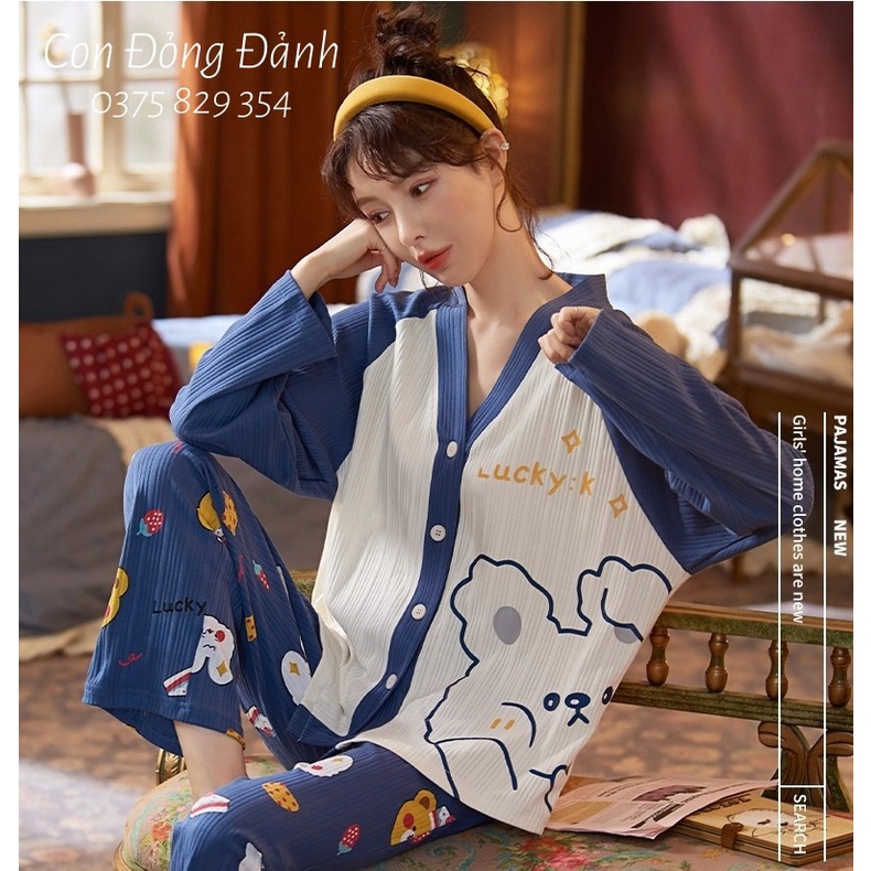 Đồ Ngủ Nữ Kimono cổ YUKATA dài tay phong cách Nhật Bản 2021 DN010 .vịt (Chất thun cotton mềm) ảnh thật | BigBuy360 - bigbuy360.vn