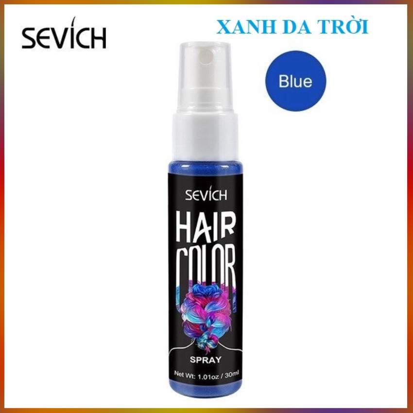 Keo Xịt Đổi Màu Tóc Xanh Da Trời Tạm Thời Sevich 30ml/Chai Đổi Mầu Tóc, Giữ Nếp