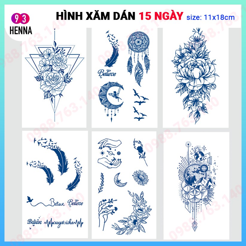 Hình Xăm Dán Tạm Thời 15 Ngày không thể tẩy rửa,hình sắc nét giống xăm thật 100%