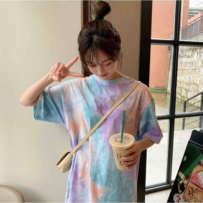 Áo thun unisex tay lỡ - Áo thun loang màu form rộng siêu hot | BigBuy360 - bigbuy360.vn