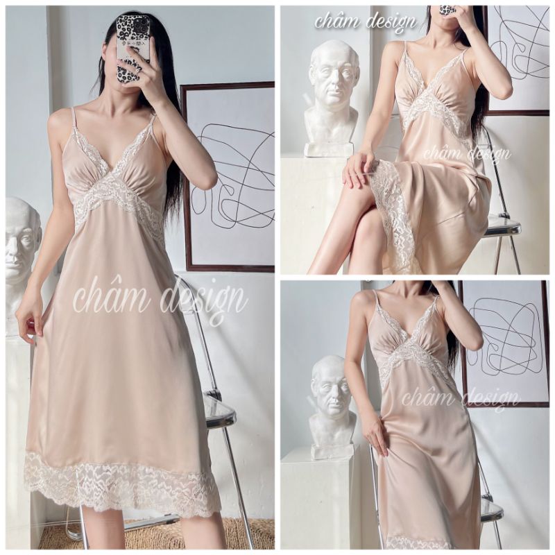 Váy lụa be cao cấp dáng dài pha ren be sáng sang chảnh. Váy có size nên khách nhắn tin để shop chọn cỡ chuẩn cho khách.