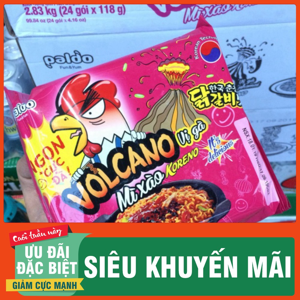 Gói Mì Xào Cay Volcano Koreno Paldo Gà 118g - Ăn Cực Ngon