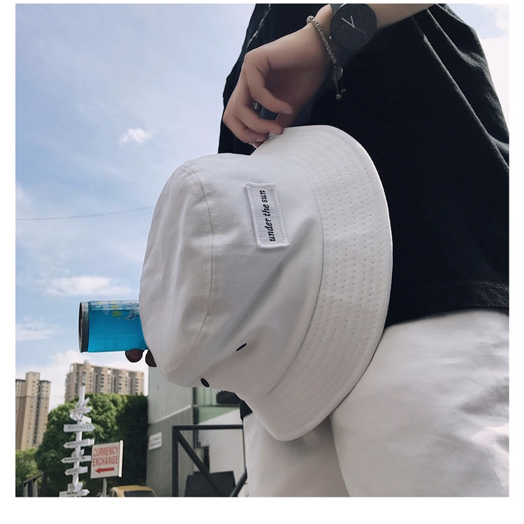 Mũ bucket vành tròn nam, nữ thêu chữ Under the sun, nón tai bèo chất đẹp nhiều màu - B24