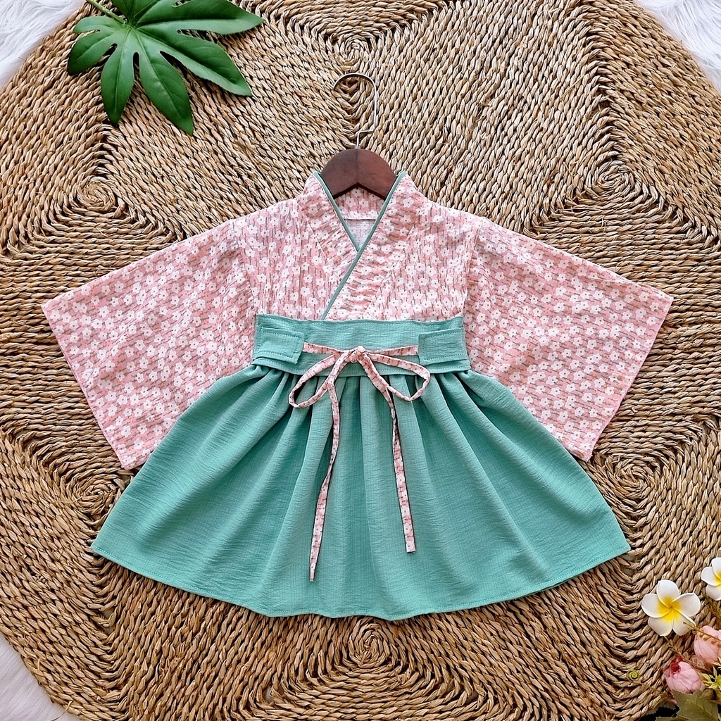Set Kimono Cách Tân Hoa Nhí Cho Bé Gái Từ 1-4 Tuổi - S1310 Mintscloset2017