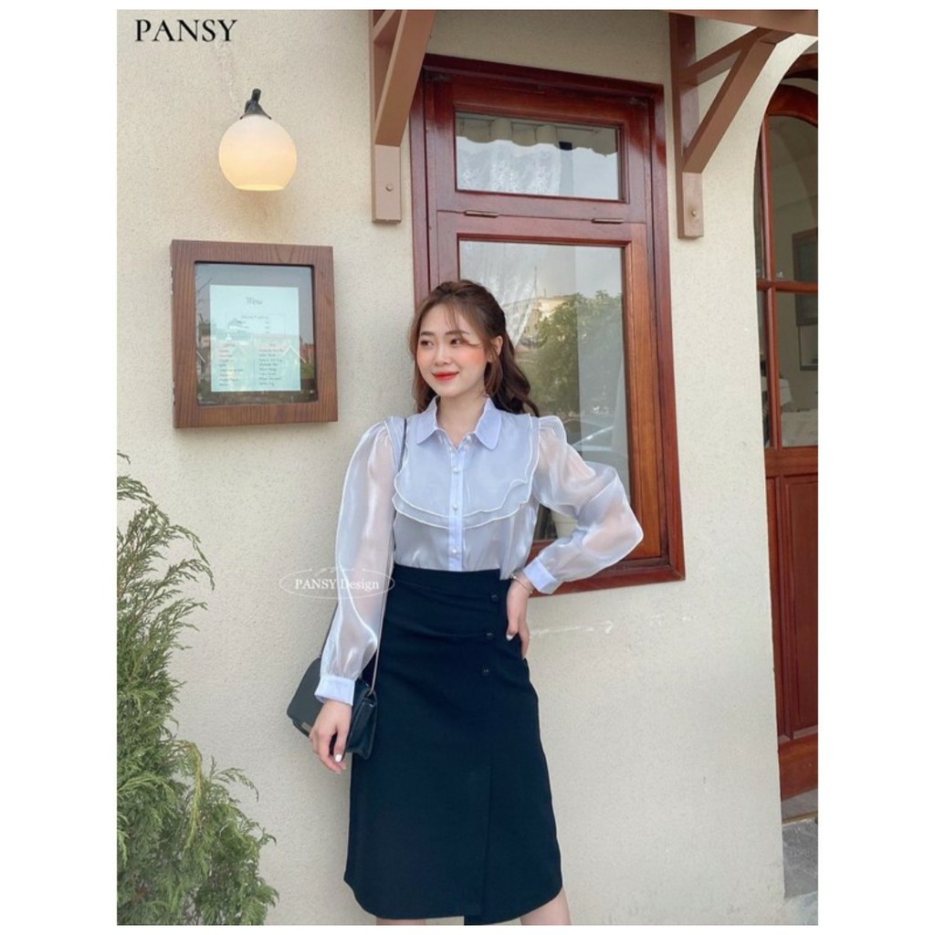 Chân váy công sở, Chân váy bút chì dáng dài -bọc cúc-qua gối- 2 màu đen,nâu | BigBuy360 - bigbuy360.vn