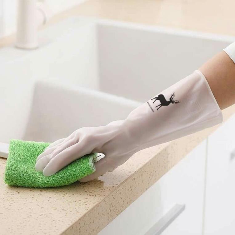 Găng tay cao su siêu dai rửa bát hình con hươu cổ ngắn ( tuyển khách sỉ)