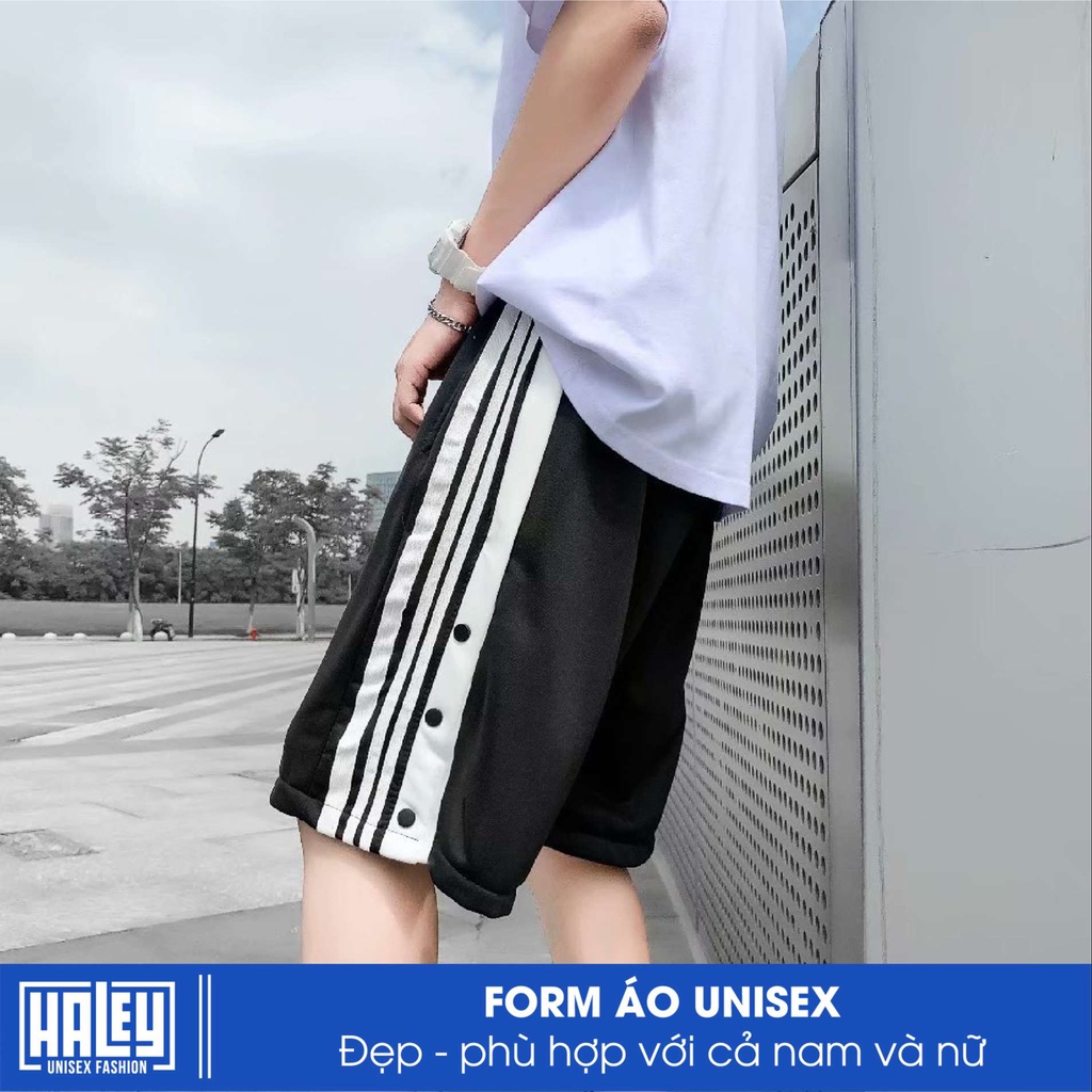 Quần short đùi nam nữ 3 sọc unisex HALEY thể thao basic oversize QD3 phong cách street wear Hàn Quốc Ulzzang