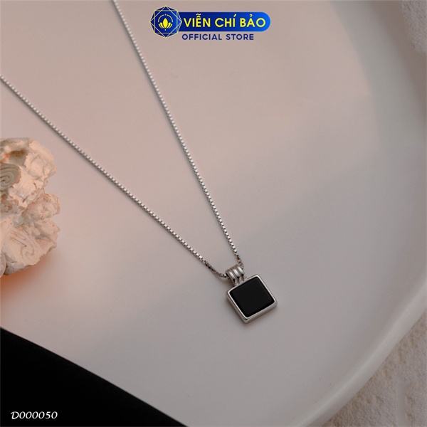 Dây chuyền bạc nữ đá vuông đen chất liệu Bạc S925 thời trang phụ kiện trang sức nữ Viễn Chí Bảo D000050