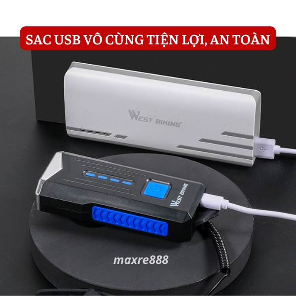 Đèn Xe Đạp Xe Máy LED LY22 Cảnh Báo An Toàn Chống Thấm Nước Gắn Trước Sau Xe Đạp Cao Cấp-có còi pin sạc usb led