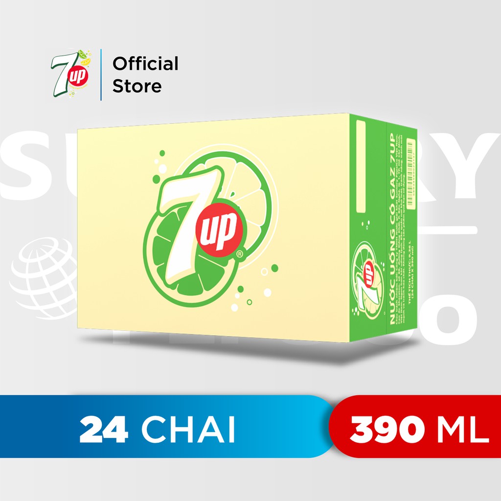 [HCM | ĐN | HN]Thùng 24 Chai Nước Ngọt Có Gaz 7Up (390ml/chai)