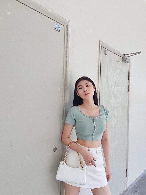 Áo croptop nút Thật Vải dày đẹp (Nút Gài) A3-G00 | BigBuy360 - bigbuy360.vn