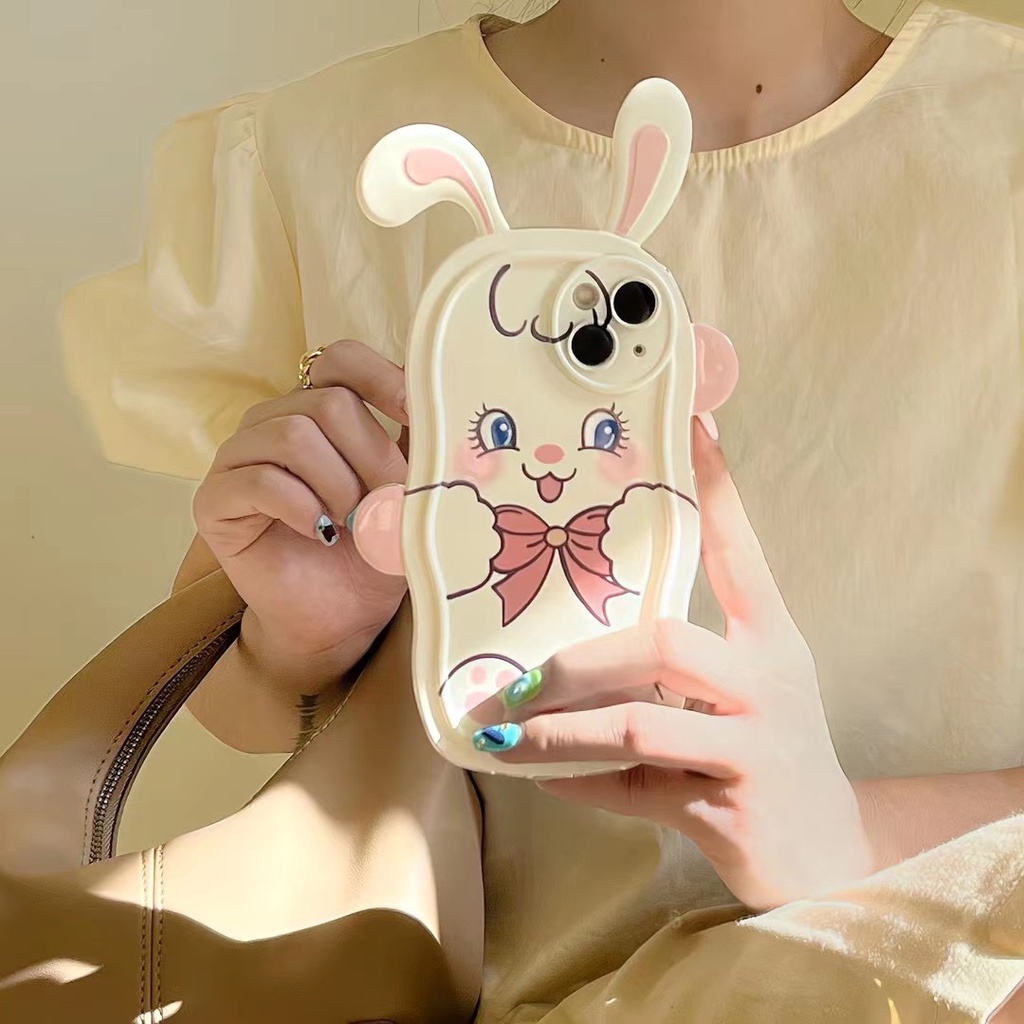 Ốp Điện Thoại Mềm In Hình Thỏ Trắng Tai Dài Cho Iphone 14 pro max 12 pro max 11 pro max xs max xr x 13 pro max plus