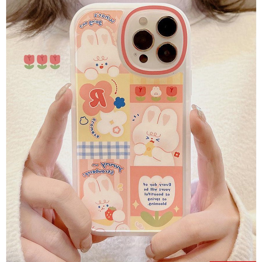 Ốp lưng iphone trong bo tròn thỏ dâu tây 6/6s/6plus/6splus/7/7plus/8/8plus/xs/11/12/13/14/pro/max/plus/promaxTBT12