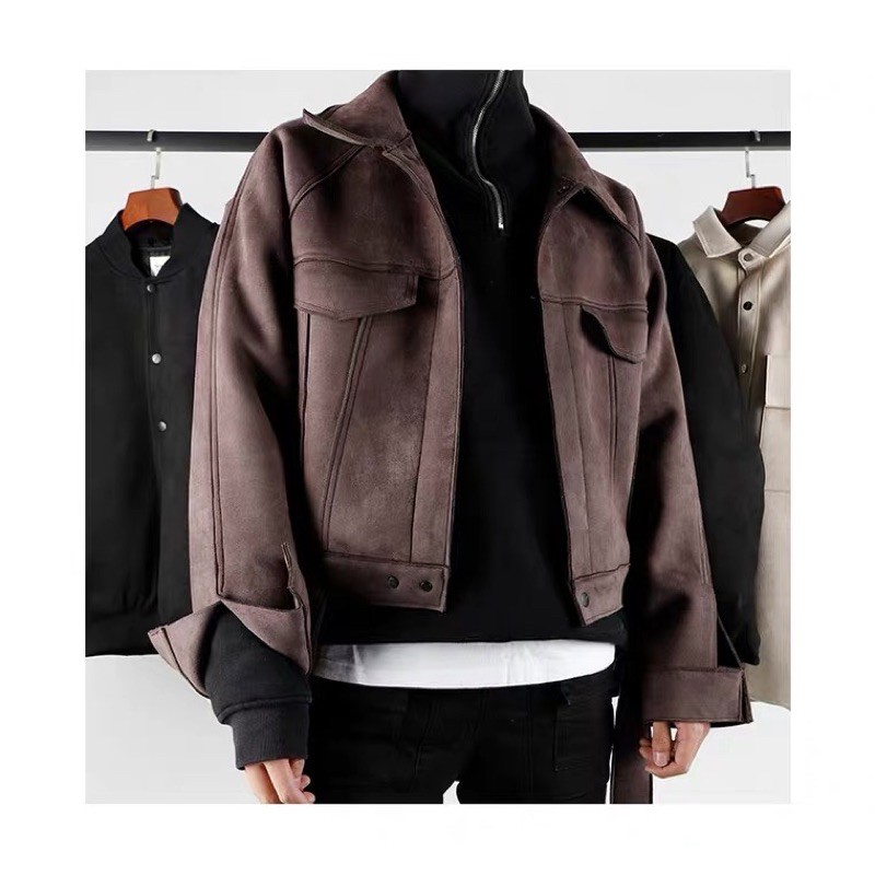 Áo khoác Da lộn Da bò thật Fog