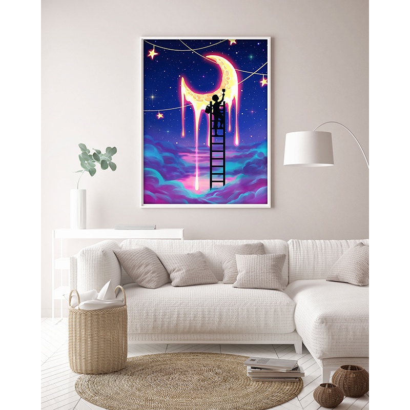 Bộ tranh đính đá 5d họa tiết phong cảnh độc đáo diy 30x40