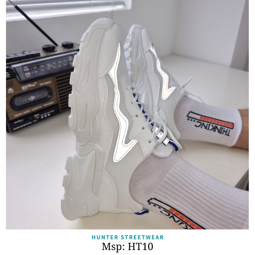 Giày Nam 5cm - Trắng - Phản Quang HT10 - Full size 39-44《HÌNH TẠI SHOP》