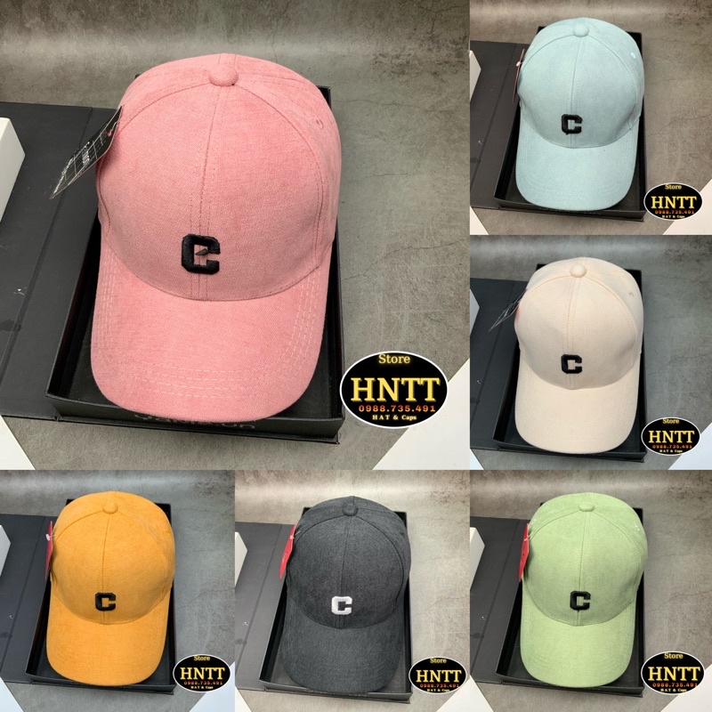 Mũ Lưỡi Trai Nhung MỊn Thêu C Vintage Thời Trang Unisex Nam Nữ