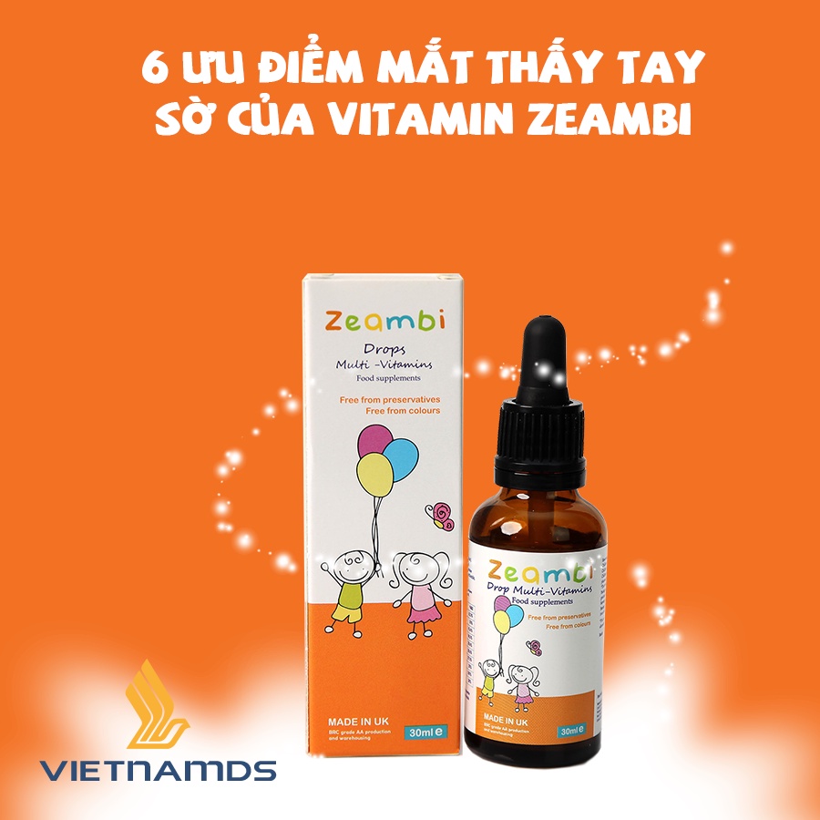 Zeambi Drops Multi Vitamin tổng hợp bổ sung vi chất thiết yếu cho bé giúp Tăng sức đề kháng hạn chế ốm vặt Lọ nhỏ giọt