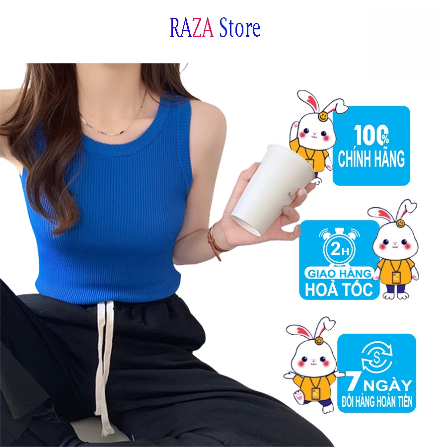 Áo ba lỗ croptop nữ RAZA Store dáng áo 3 lỗ ôm chất liệu thun Bo gân co dãn mạnh RZ14